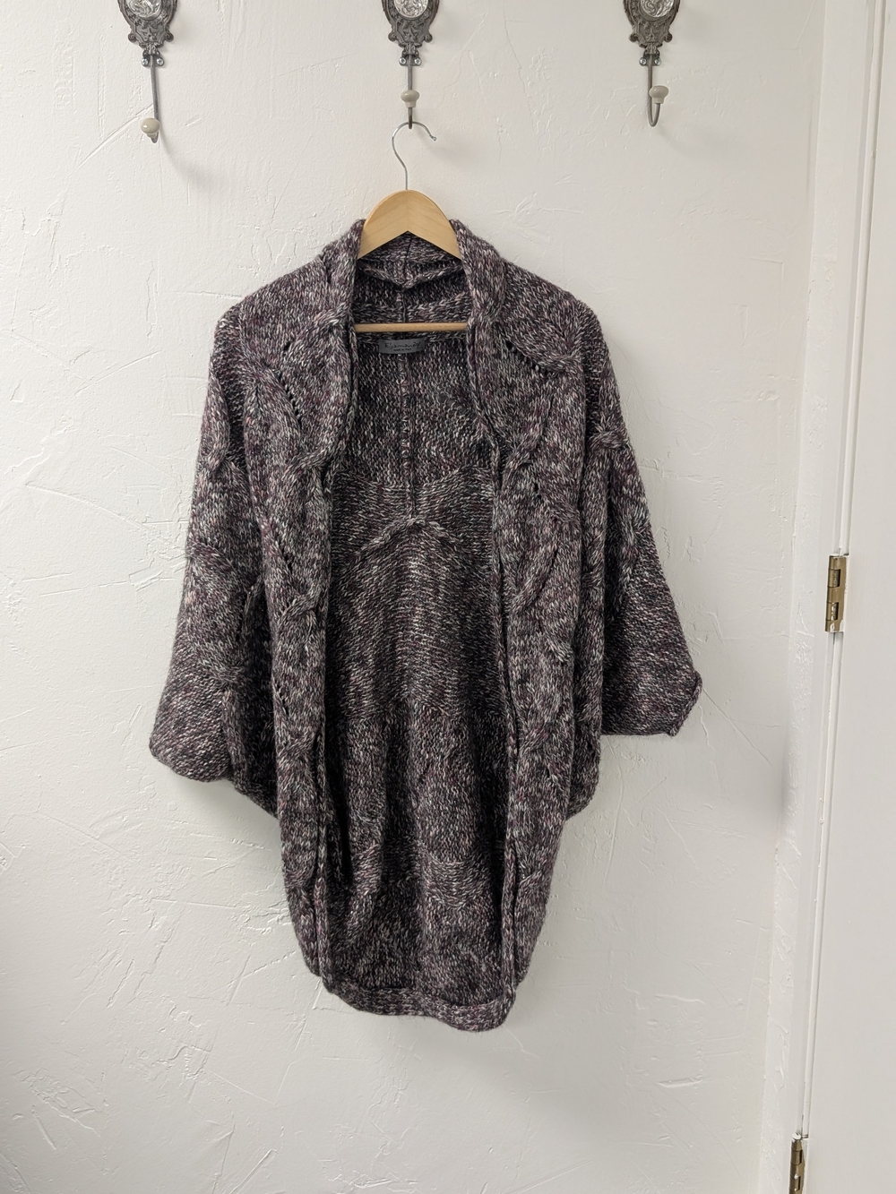 Elsananda Made in Italy Oversized Wool Mohair Cable Knit Cardigan Coat 💚🤍❤️